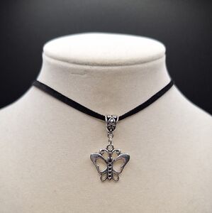Handmade Black Velvet Butterfly Choker Cottage Core Necklace
